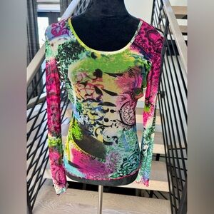 New Y2K Vintage Colorful Abstract Print Women's Top fits S,M,L